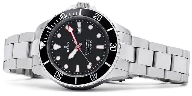 Alt view image 3 of 7 - Ratio FreeDiver Sapphire Crystal Stainless Steel Black Dial Automatic 21 Jewels RTFL831 200M Ladies Womens Watch