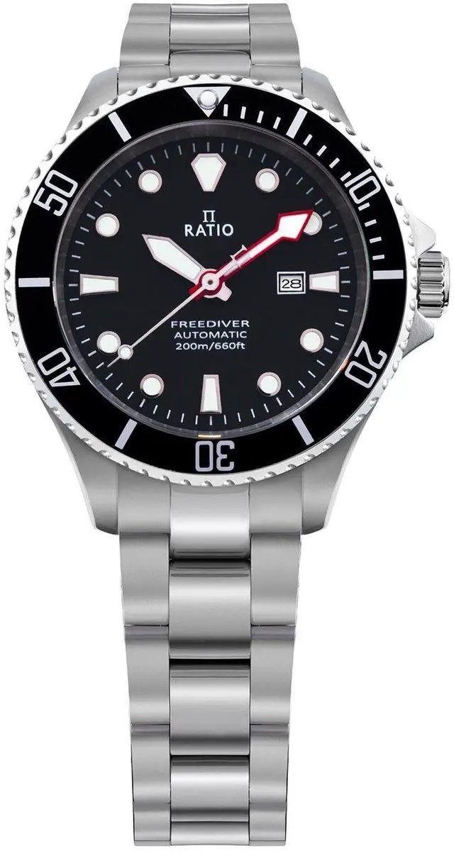 Main image of Ratio FreeDiver Sapphire Crystal Stainless Steel Black Dial Automatic 21 Jewels RTFL831 200M Ladies Womens Watch
