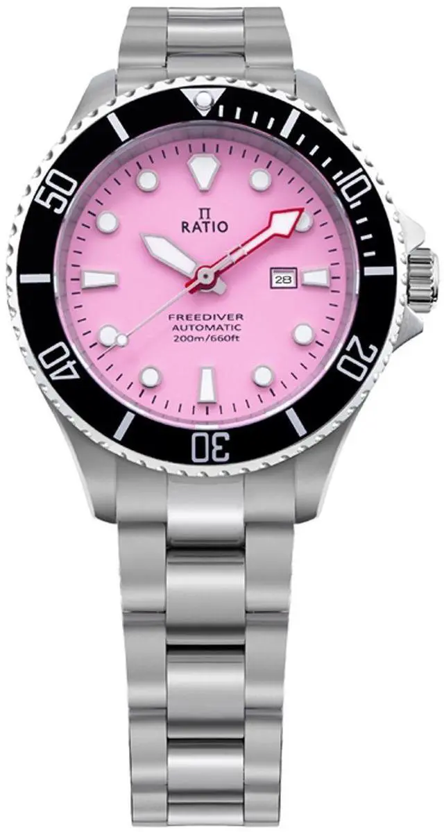 Main image of Ratio FreeDiver Sapphire Crystal Stainless Steel Candy Pink Dial Automatic 21 Jewels RTFL839 200M Ladies Womens Watch