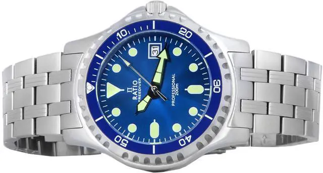 Alt view image 3 of 5 - Ratio FreeDiver Professional Sapphire Crystal Blue Sunray Dial Quartz RTF007 200M Mens Watch