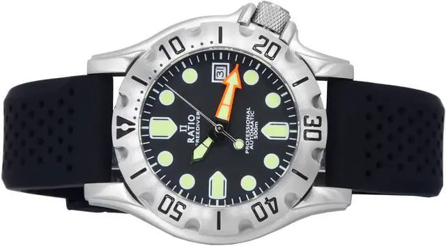 Alt view image 5 of 6 - Ratio FreeDiver Professional Sapphire Crystal Black Dial Automatic 21 Jewels RTF009 500M Mens Watch