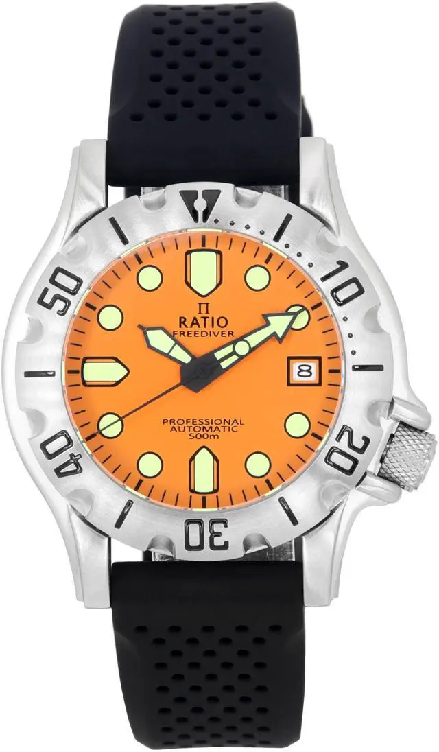 Main image of Ratio FreeDiver Professional Sapphire Crystal Orange Dial Automatic 21 Jewels RTF011 500M Men's Watch