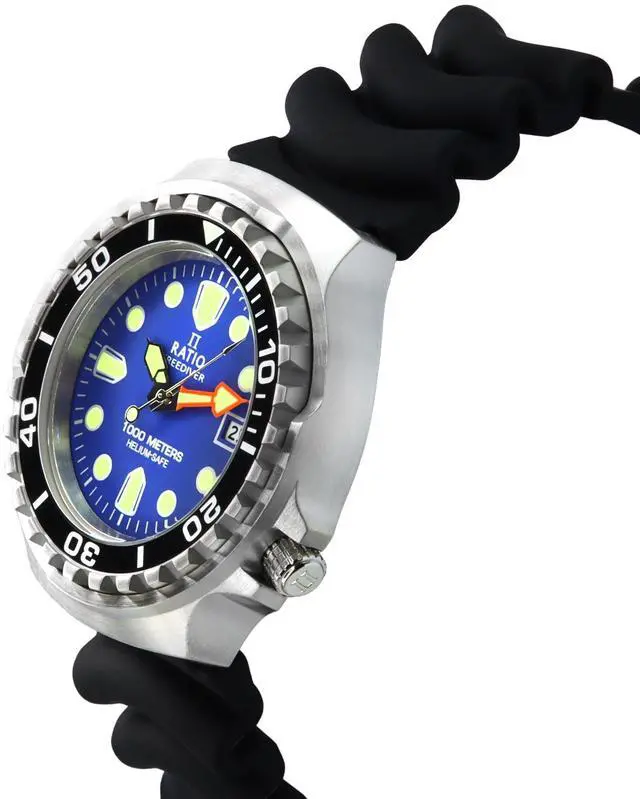 Alt view image 3 of 4 - RATIO FreeDiver Version 03 Helium Safe 1000M Sapphire Crystal Quartz Blue Dial 1038EF102V-BLU-V03 Mens Watch