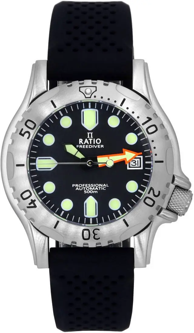 Main image of RATIO FreeDiver Professional Sapphire Crystal 21 Jewels Black Dial Automatic RTF015 500M Mens Watch