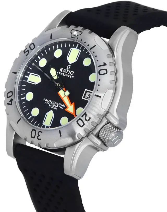 Alt view image 5 of 5 - RATIO FreeDiver Professional Sapphire Crystal 21 Jewels Black Dial Automatic RTF015 500M Mens Watch