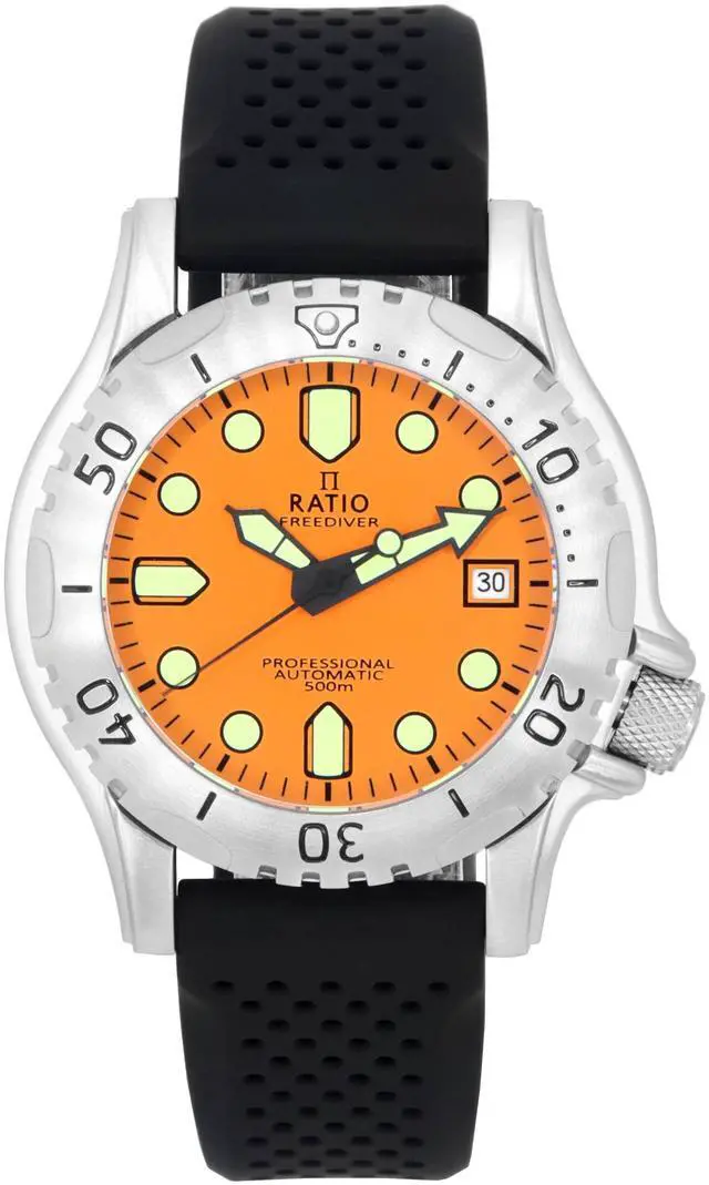 Main image of RATIO FreeDiver Professional Sapphire Crystal Orange Dial Automatic 21 Jewels RTF017 500M Mens Watch