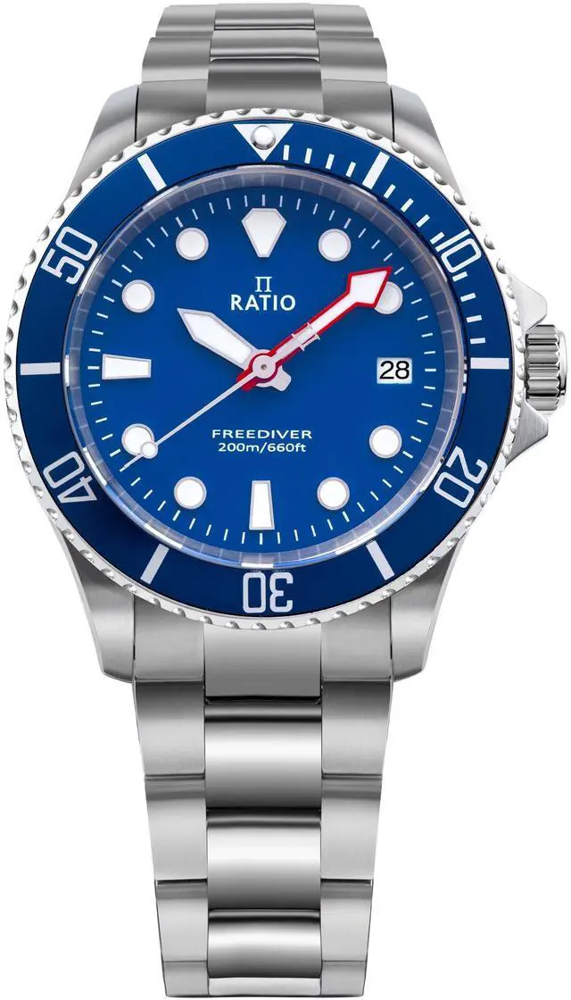 Main image of RATIO FreeDiver Sapphire Crystal Stainless Steel Blue Dial Quartz RTF033 200M Mens Watch