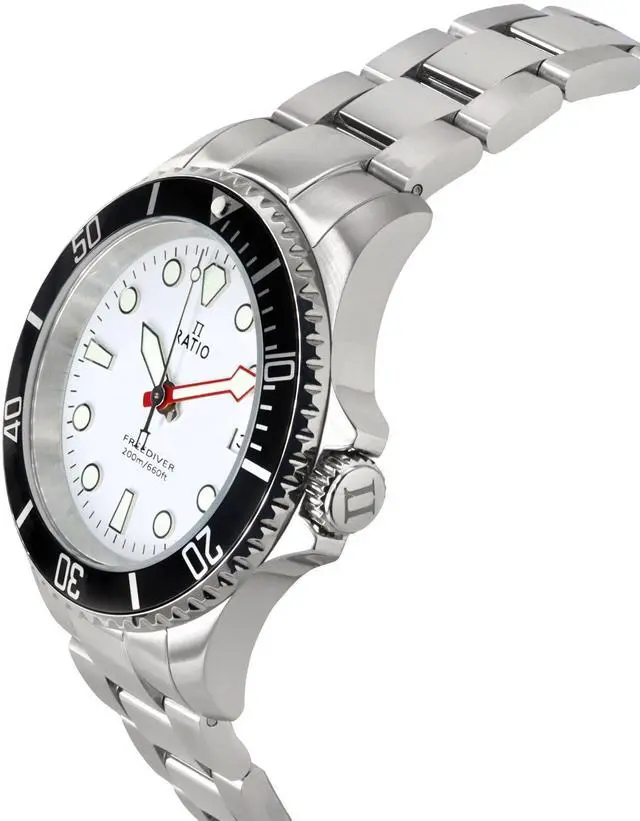 Alt view image 3 of 4 - RATIO FreeDiver Sapphire Crystal Stainless Steel White Dial Quartz RTF037 200M Mens Watch
