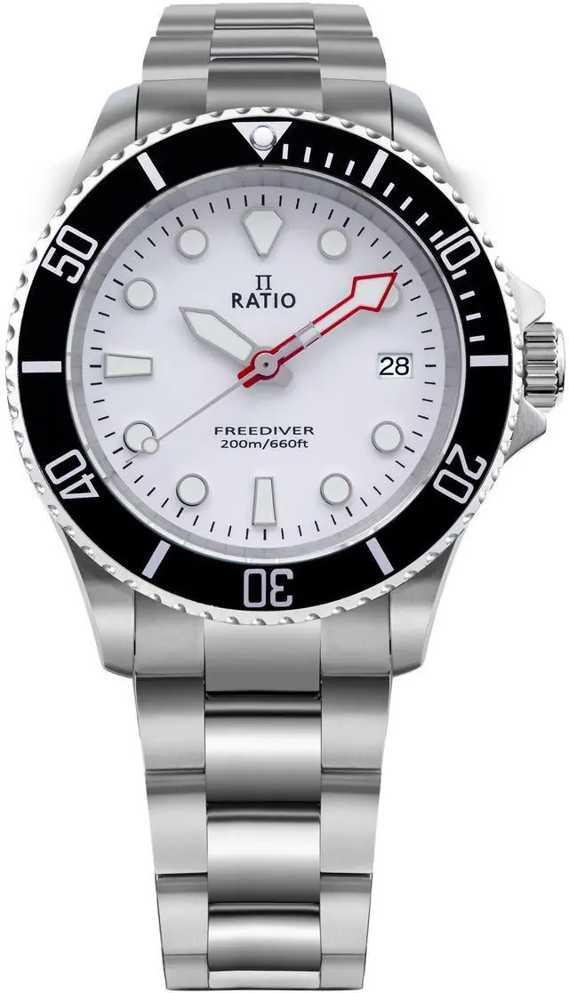 Main image of RATIO FreeDiver Sapphire Crystal Stainless Steel White Dial Quartz RTF037 200M Mens Watch