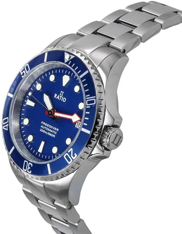 Alt view image 3 of 4 - Ratio FreeDiver Sapphire Crystal Stainless Steel Blue Dial Automatic RTF043 200M Mens Watch