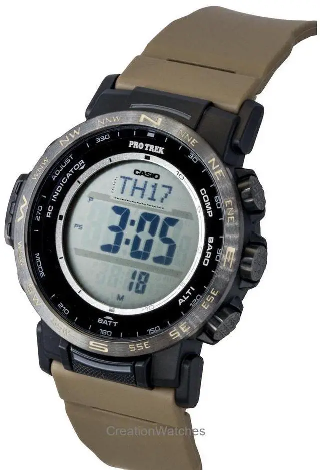 Alt view image 4 of 7 - Casio Pro Trek Digital Bio-Based Resin Solar PRW-35LD-5 100M Men's Watch