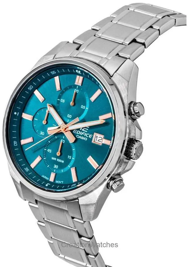 Alt view image 3 of 7 - Casio Edifice Analog Chronograph Turquoise Dial Quartz Men's Watch EFV-610DE-2A