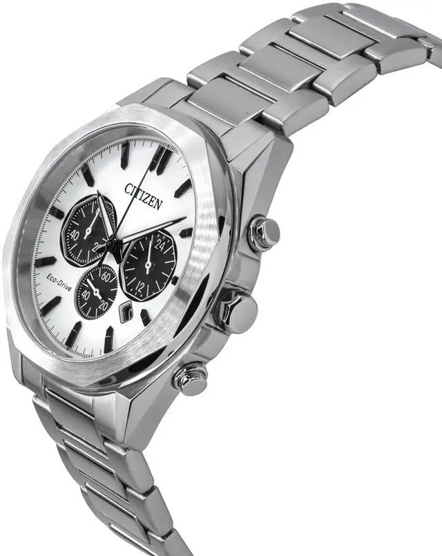 Alt view image 3 of 4 - Citizen Eco-Drive Chronograph White Dial Quartz 100M Men's Watch CA4590-81A
