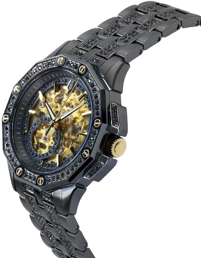 Alt view image 3 of 7 - Bulova Racer Chronograph Leather Strap Black Dial Quartz 98B428 100M Men's Watch