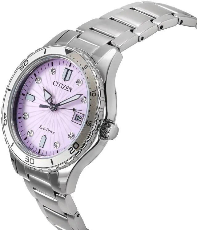 Alt view image 3 of 4 - Citizen Marine Eco-Drive Stainless Steel Pink Dial FE6170-88X 100M Women's Watch