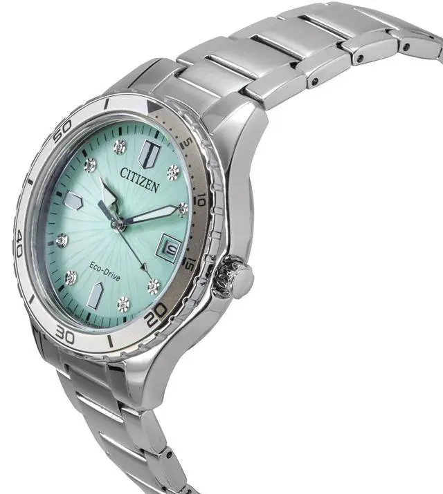 Alt view image 3 of 4 - Citizen Marine Eco-Drive Green Dial Sports 100M Women's Watch FE6170-88L
