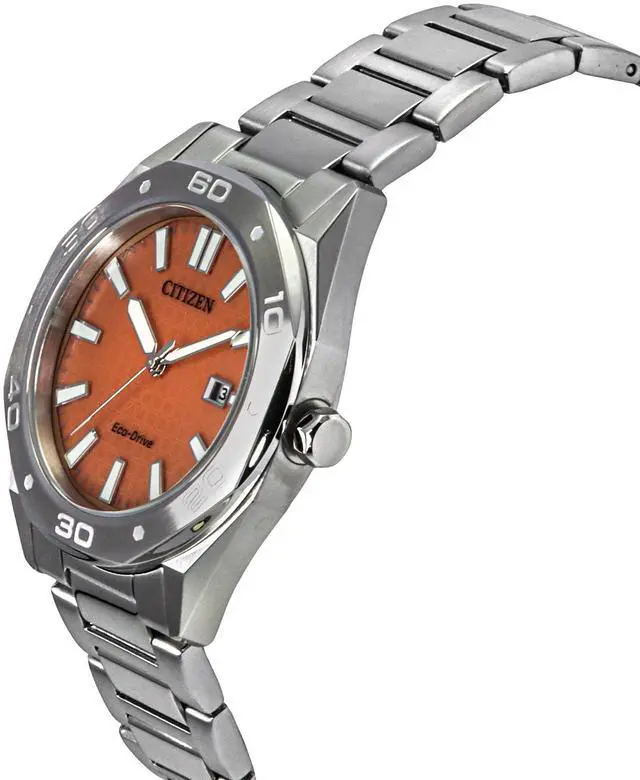 Alt view image 3 of 4 - Citizen Eco-Drive Stainless Steel Orange Dial BM7630-80Z 100M Men's Watch