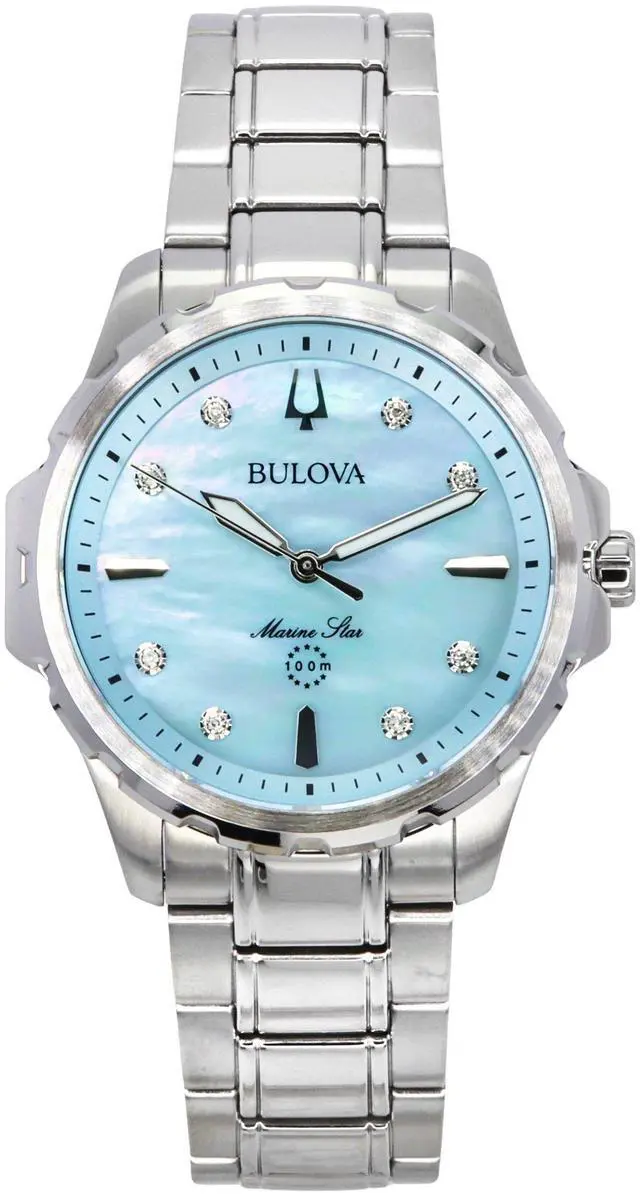 Main image of Bulova Marine Mother Of Pearl Dial Quartz Casual 100 Women's Watch 96P248