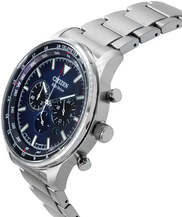 Alt view image 3 of 4 - Citizen Eco-Drive Chronograph Blue Dial 100M Men's Watch CA4500-91L