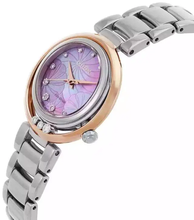 Alt view image 2 of 3 - Citizen Arcly Eco-Drive Pink Mother Of Pearl Dial Dress Women's Watch EM1114-80Y