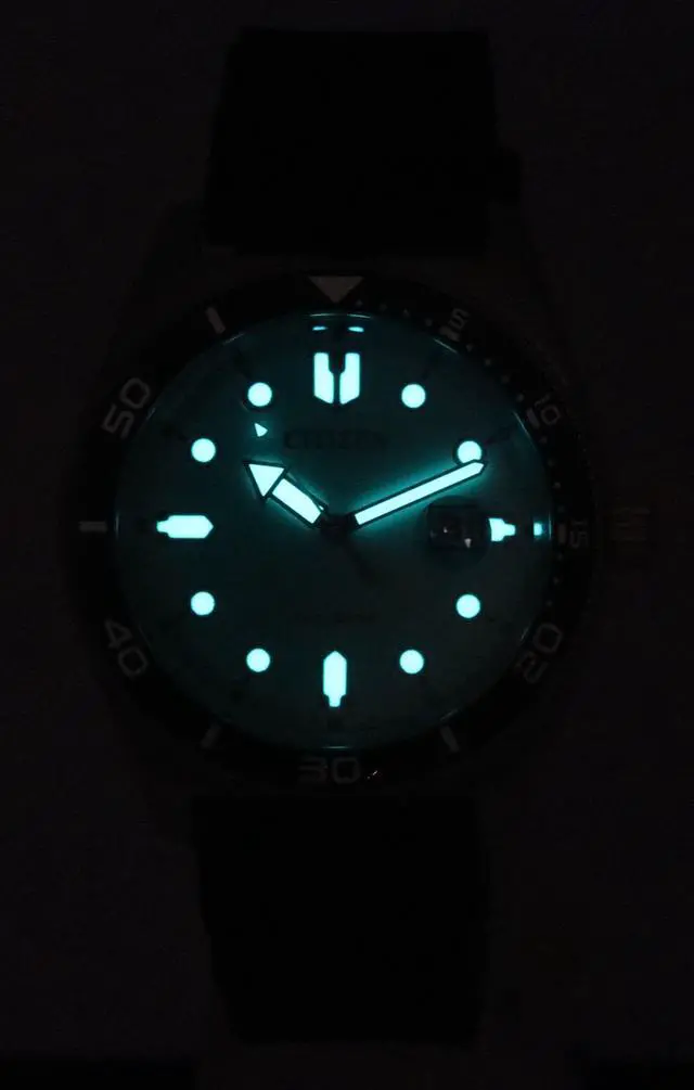 Alt view image 2 of 4 - Citizen Eco-Drive Rubber Strap Turquoise Dial AW1760-14X 100M Men's Watch