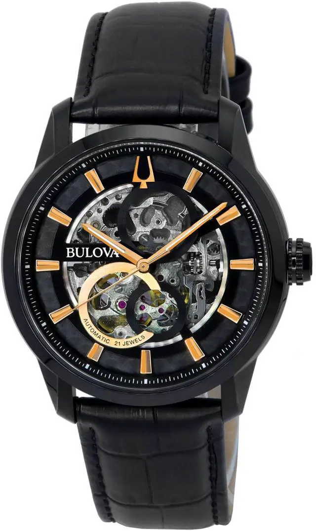 Main image of Bulova Classic Sutton Black Skeleton Dial Automatic 98A283 Men's Watch