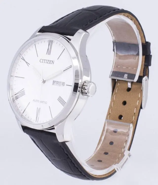 Alt view image 7 of 8 - Men's Citizen Dress Automatic Black Leather Strap Watch NH8350-08A