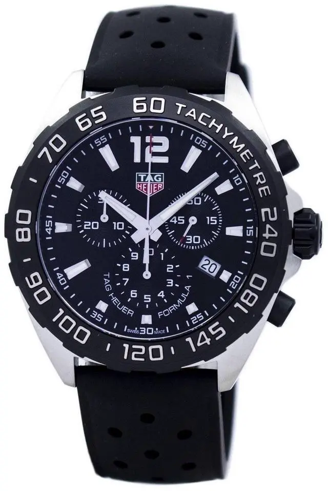 Alt view image 5 of 11 - TAG HEUER MEN'S FORMULA-1 43MM BLACK RUBBER BAND QUARTZ WATCH CAZ1010.FT8024