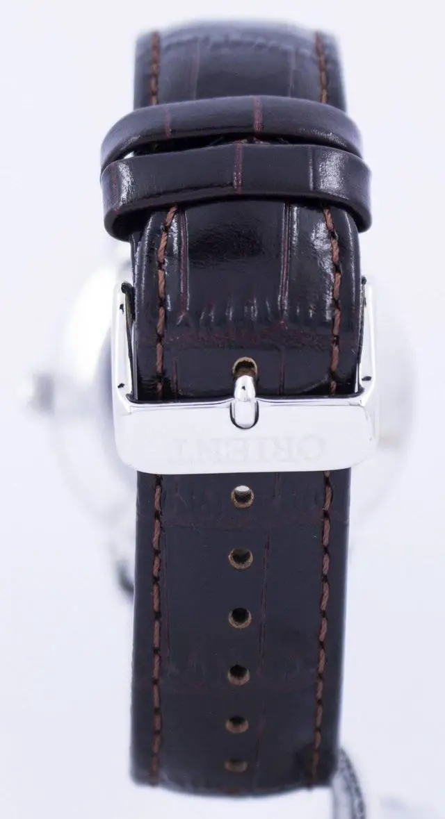 Alt view image 6 of 9 - orient men's '2nd gen. bambino ver. 1' japanese automatic stainless steel and leather dress watch, color:brown model: fac00005w0