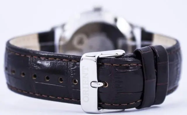 Alt view image 8 of 9 - orient men's '2nd gen. bambino ver. 1' japanese automatic stainless steel and leather dress watch, color:brown model: fac00005w0