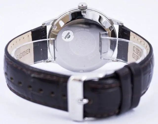 Alt view image 9 of 9 - orient men's '2nd gen. bambino ver. 1' japanese automatic stainless steel and leather dress watch, color:brown model: fac00005w0