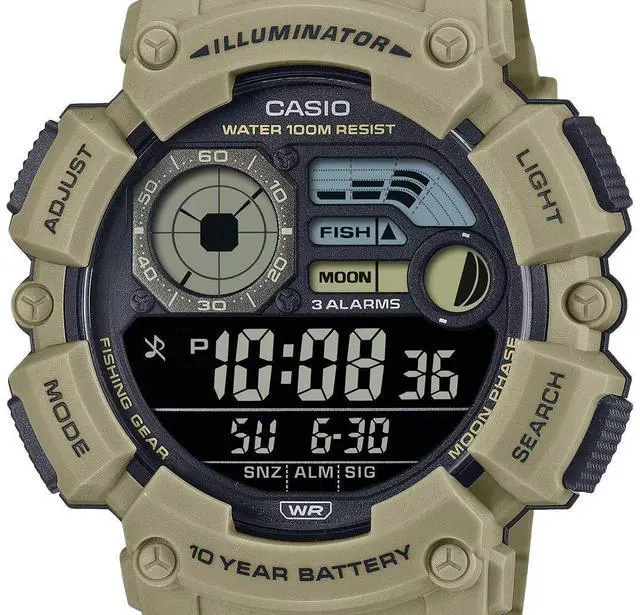 Alt view image 2 of 3 - Casio Digital Resin Strap Quartz WS-1500H-5BV 100M Men's Watch