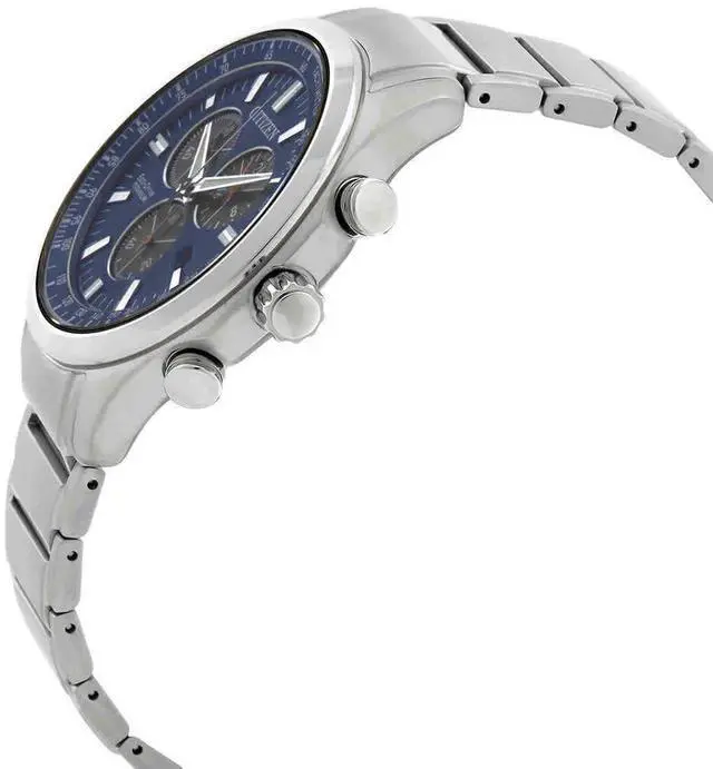 Alt view image 6 of 7 - Men's Citizen Blue Dial Super Titanium Chronograph Watch AT2530-85L