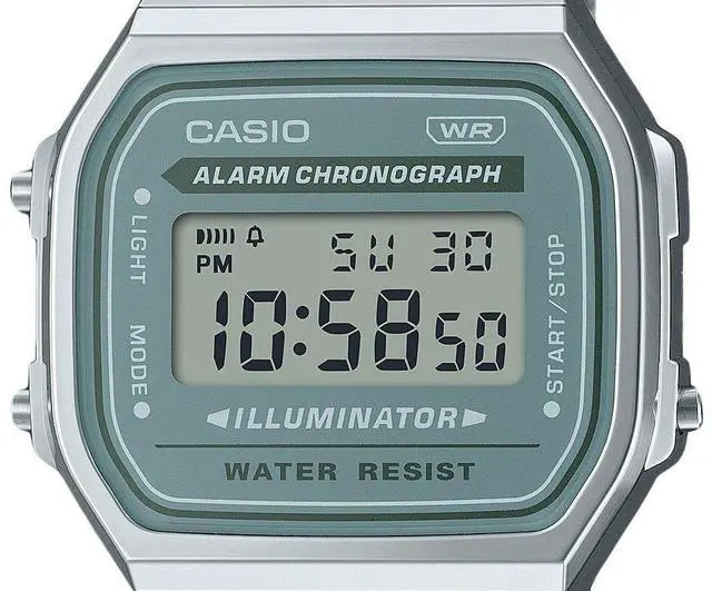 Alt view image 2 of 3 - Casio Vintage Digital Stainless Steel Bracelet Quartz A168WA-3A Men's Watch