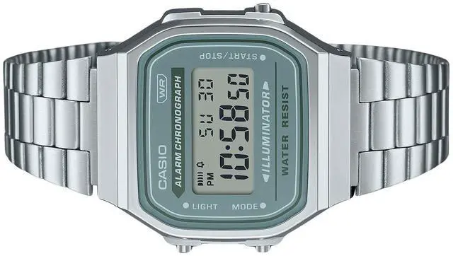 Alt view image 3 of 3 - Casio Vintage Digital Stainless Steel Bracelet Quartz A168WA-3A Men's Watch
