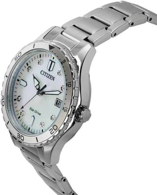 Alt view image 3 of 4 - Citizen Eco-Drive Mother Of Pearl Dial Sports 100M Women's Watch FE6170-88D