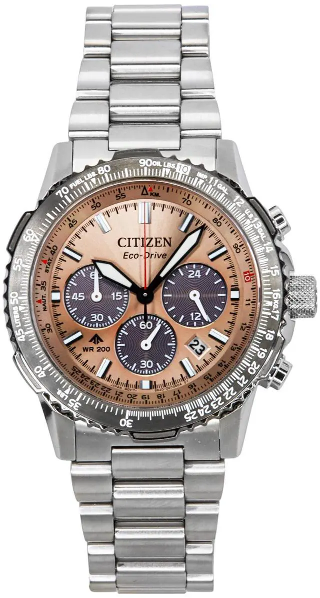 Alt view image 5 of 7 - Citizen Chronograph Brown Dial Eco-Drive Diver's 200M Men's Watch CA4664-60X