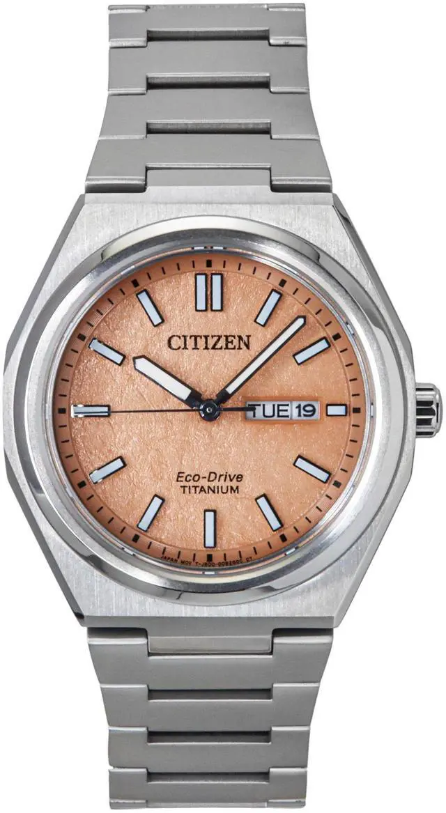 Main image of Citizen Zenshin Super Titanium Salmon Dial Eco-Drive AW0130-85Z 100M Men's Watch