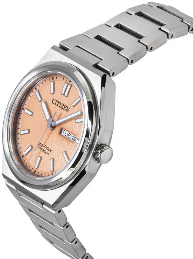 Alt view image 3 of 4 - Citizen Zenshin Super Titanium Salmon Dial Eco-Drive AW0130-85Z 100M Men's Watch