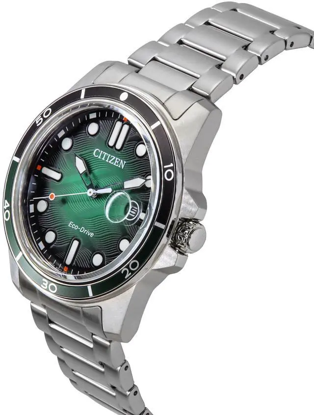 Alt view image 3 of 4 - Citizen Marine Eco-Drive Stainless Steel Green Dial AW1811-82X 100M Men's Watch