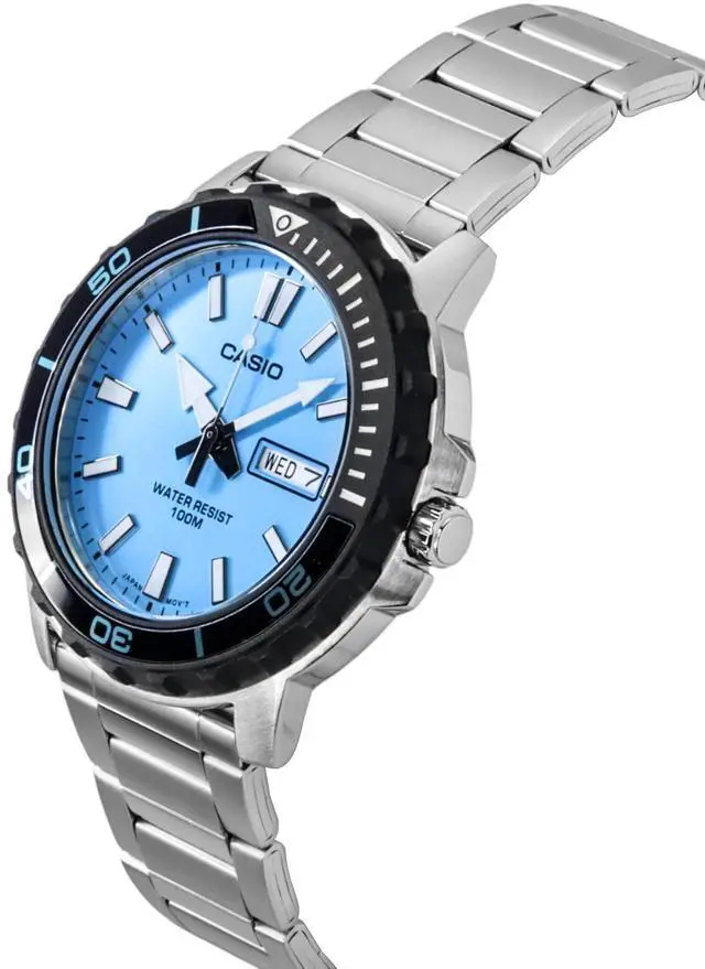 Alt view image 3 of 4 - Casio Standard Aqua Blue Dial Quartz 100M Men's Watch MTD-125D-2A3V
