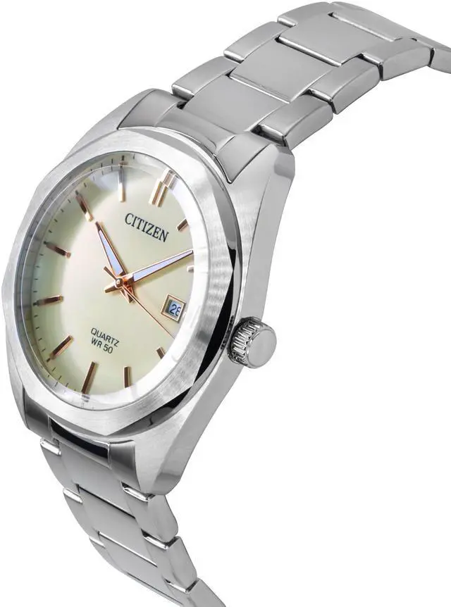 Alt view image 3 of 4 - Citizen Stainless Steel Ivory Dial Quartz BI5110-54B Men's Watch