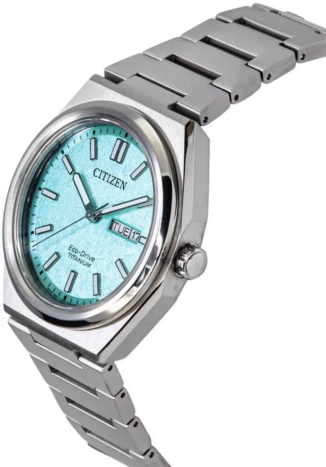 Alt view image 3 of 4 - Citizen Super Titanium Turquoise Dial Eco-Drive Dress Men's Watch AW0130-85M