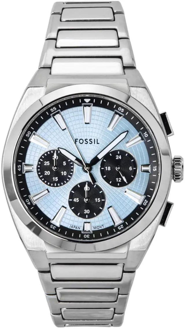 Alt view image 5 of 7 - Fossil Everett Chronograph Stainless Steel Blue Dial Quartz FS6105 Men's Watch