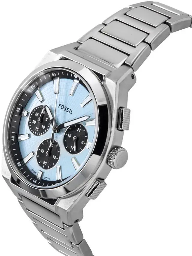 Alt view image 7 of 7 - Fossil Everett Chronograph Stainless Steel Blue Dial Quartz FS6105 Men's Watch