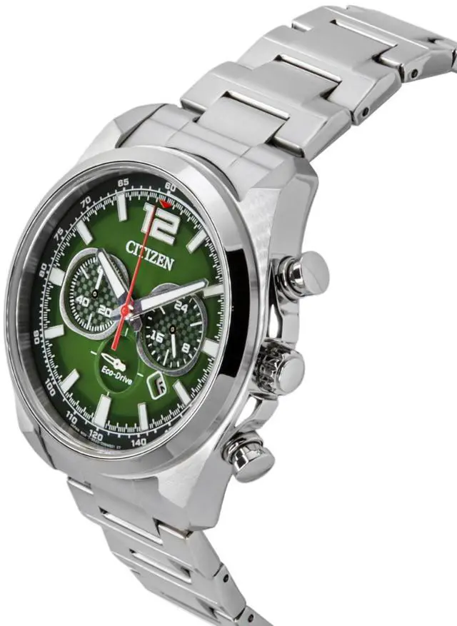 Alt view image 3 of 4 - Citizen Eco-Drive Chronograph Green Dial 100M Men's Watch CA4640-50X