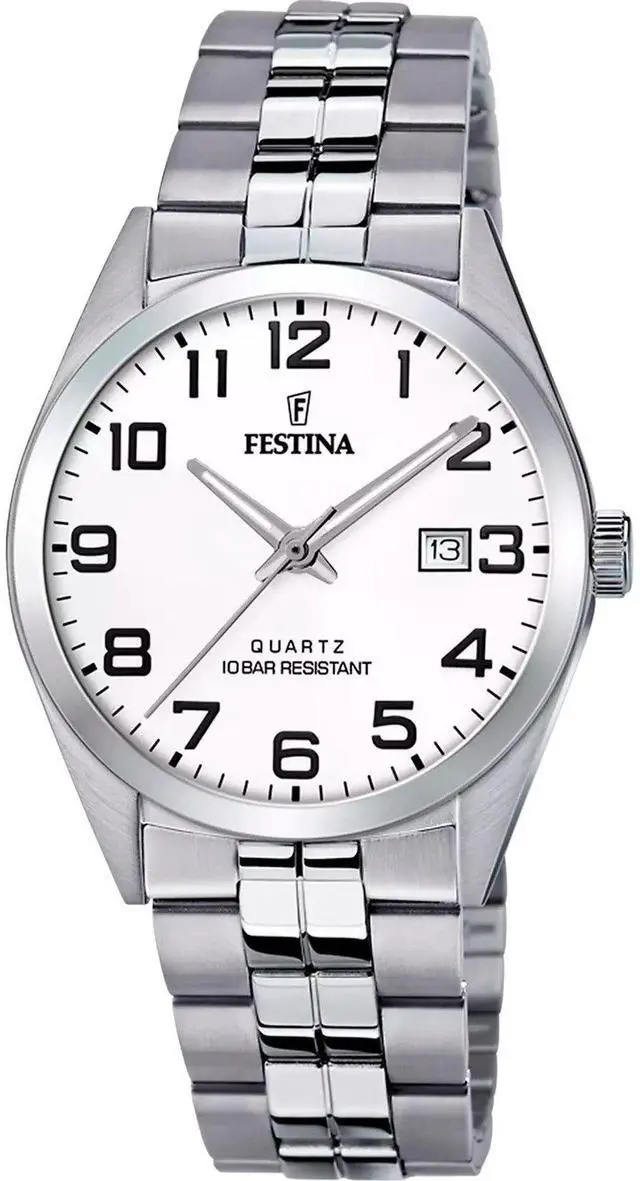 Main image of Festina Classics Stainless Steel White Dial Quartz F20437-1 100M Men's Watch