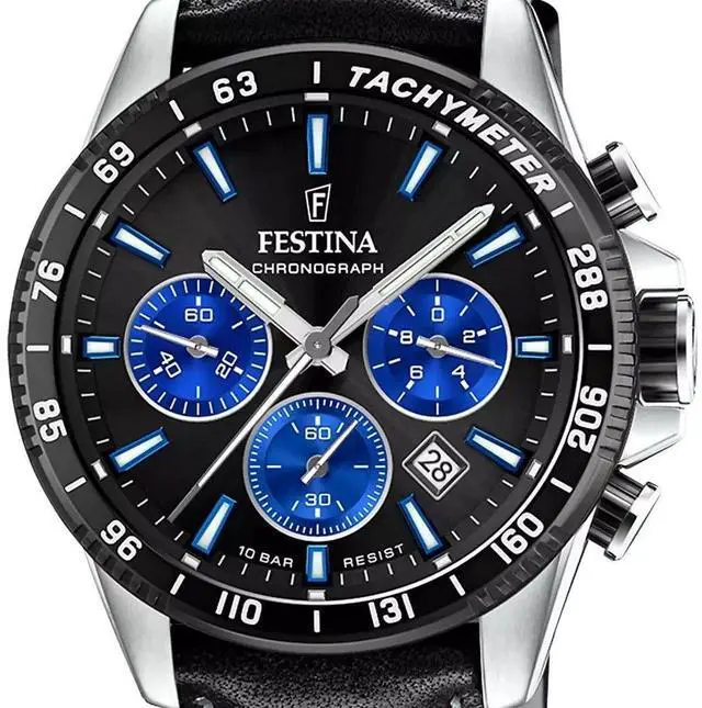 Alt view image 2 of 3 - Festina Timeless Chronograph Black Dial Quartz 100M Men's Watch F20561-6