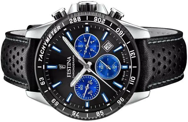 Alt view image 3 of 3 - Festina Timeless Chronograph Black Dial Quartz 100M Men's Watch F20561-6