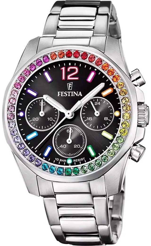 Main image of Festina Rainbow Chronograph Black Dial Quartz 100M Women's Watch F20606-3